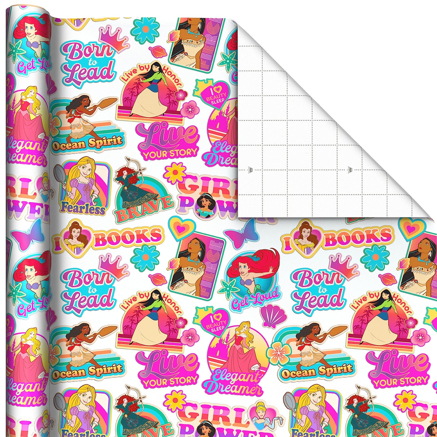 Hallmark Disney Princess and Frozen Wrapping Paper with Cutlines on Reverse (3 Rolls: 60 Square Feet Total) for Birthdays, Christmas, Valentine's Day