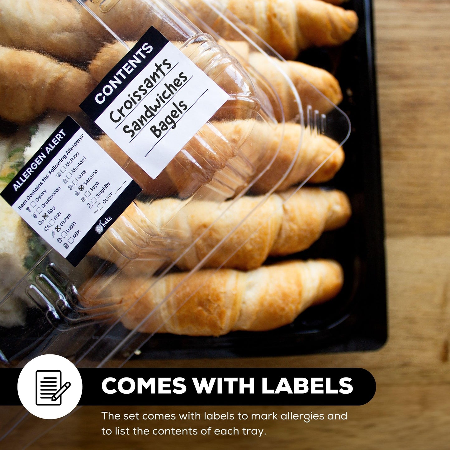 6 Pack Catering Trays with Lids – 13" Serving Tray with Lid, Heavy Duty Recyclable Plastic Party Platters for Catering, Buffet, Picnics & Events – Food Trays with Clear Lid (13.39 × 9.84 × 2.95 inch)