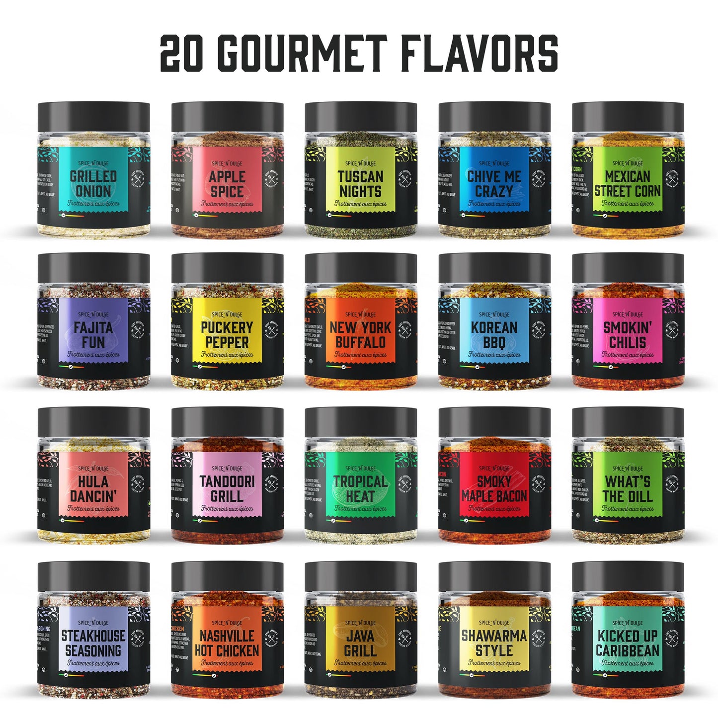 Grilling Spice Set Grill Seasoning Gifts, 20 Unique Spices and Seasonings Jars Gift Set, BBQ Gifts For Men, Dad, Husband, Father, Flavors Like Chili, Cajun, Garlic, Steak, Rub, Herbs, Blend and More