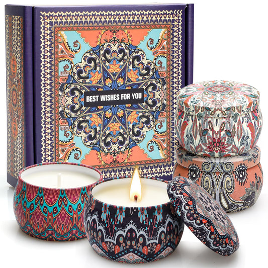 Scented Candles Gift Set, Candles Gifts for Women, 4 Pack 4.4 oz Aromatherapy Candles, Stocking Stuffers for Women, Stress Relief Gifts for Girlfriend, Teacher, Mom, Anniversary, Birthday, Christmas