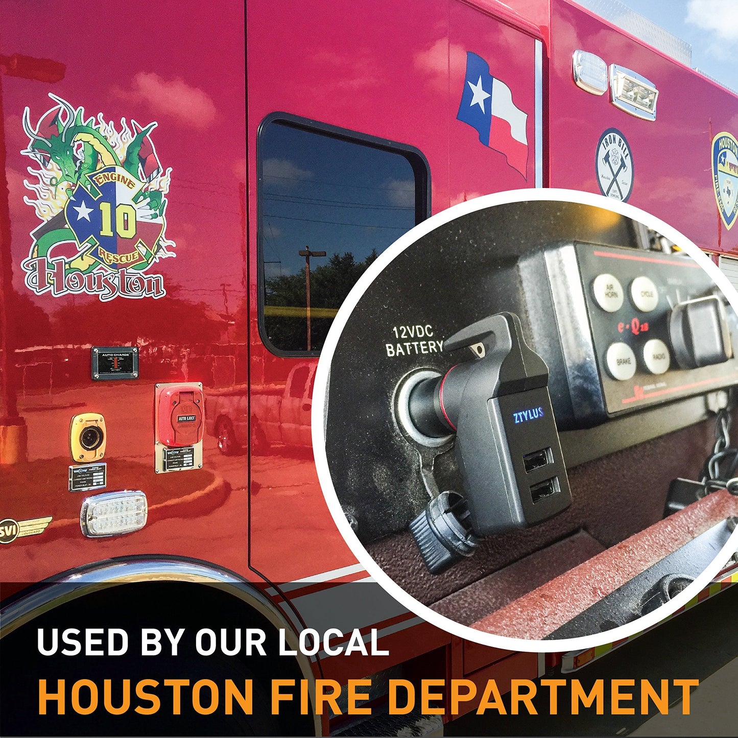 Ztylus Stinger Car Emergency Escape Tool, Spring-Loaded Window Breaker, Car Safety Hammer, Seatbelt Cutter and Window Glass breaker, USB Car Charger, 2 USB Ports Max 2.4A (Black)